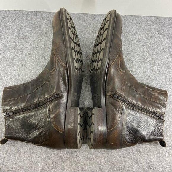 Geox Men’s Brown Leather Western Dress Shoe Ankle Boot Size 43.5 or US 10-10.5 - Picture 6 of 12